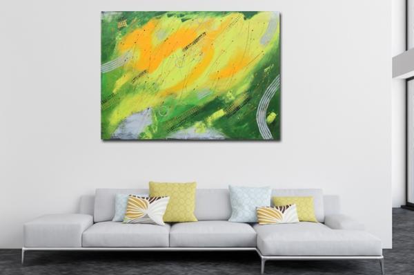 Large mural art green lobby - Abstract 1355